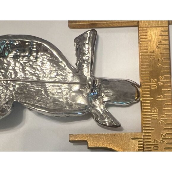 Owl Brooch AB Rhinestone Studded  Sparkling Owl Brooch Pin 2.5" x 1.5" - Picture 4 of 6